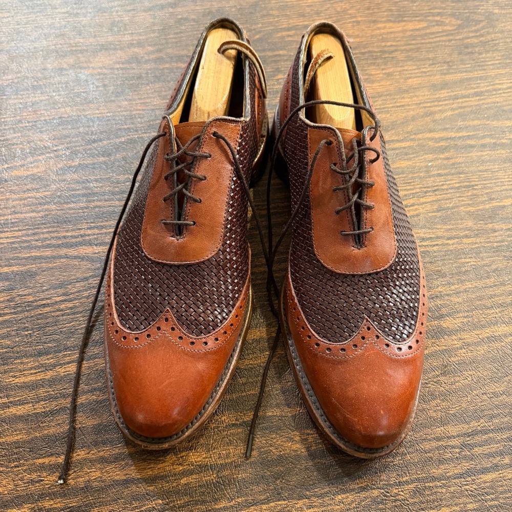 Allen Edmonds Two-Tone Brown Woven Wingtip Oxfords